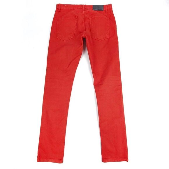 ZARA Man 90s Slim Tapered Moto Jeans Bright Red Denim Men 32 x 34 Neopunk Grunge - Picture 6 of 8